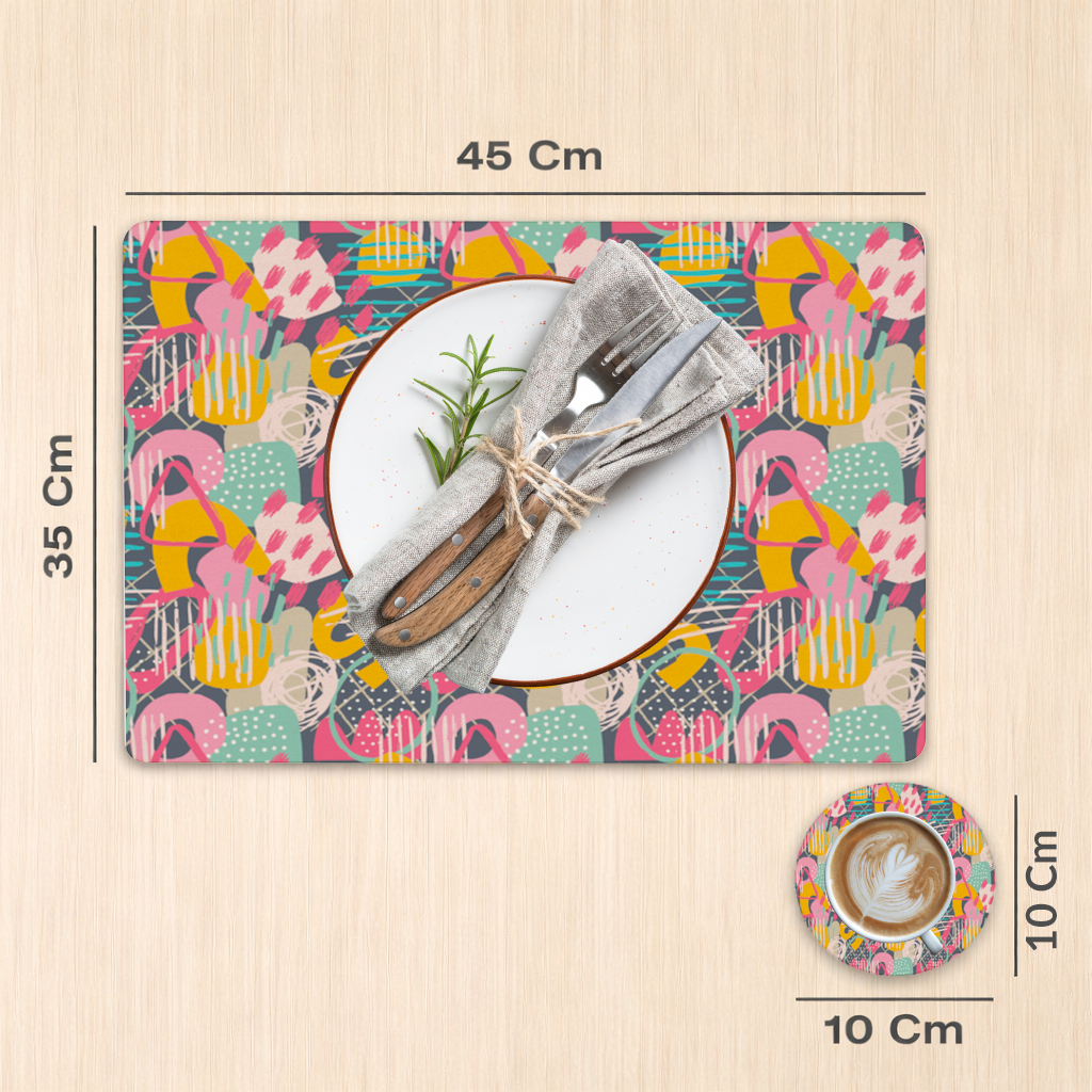 Abstract Geometric Doodle Charger Plate Set 12 Pieces