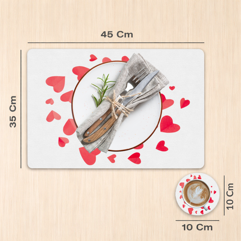 Red Hearts Frame Design Charger Plate Set 12 Pieces
