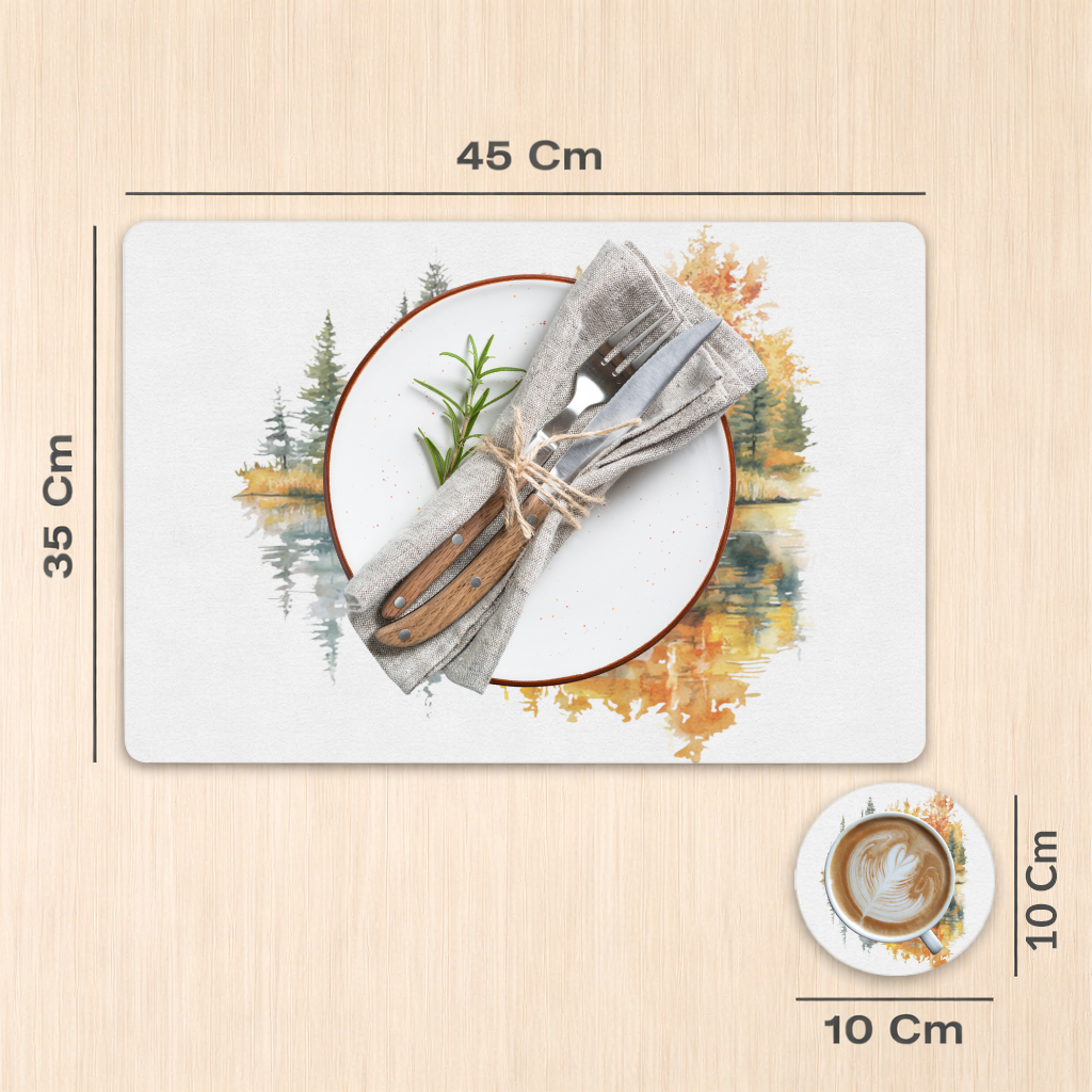 Lakeside Log Cabin Autumn Landscape Charger Plate Set 12 Pieces