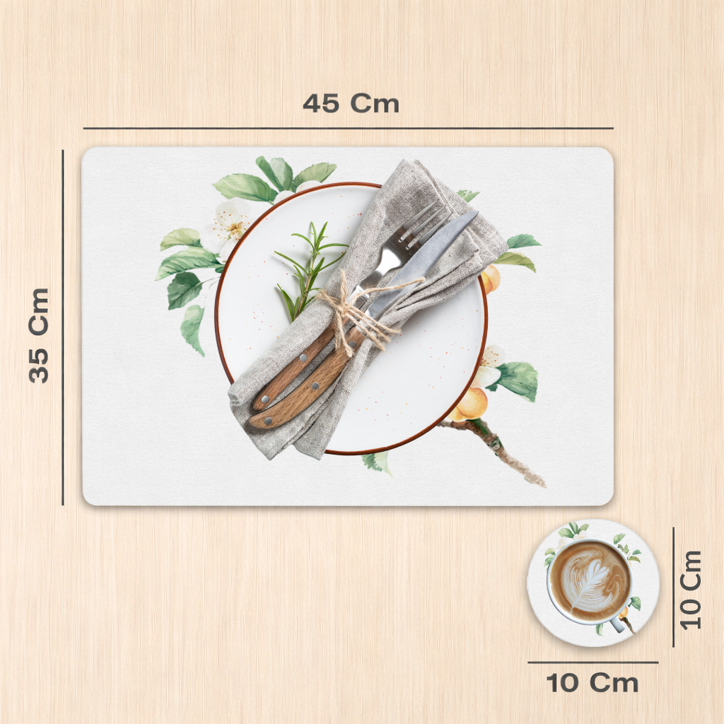 Watercolor Apricot Blossom Branch Charger Plate Set 12 Pieces