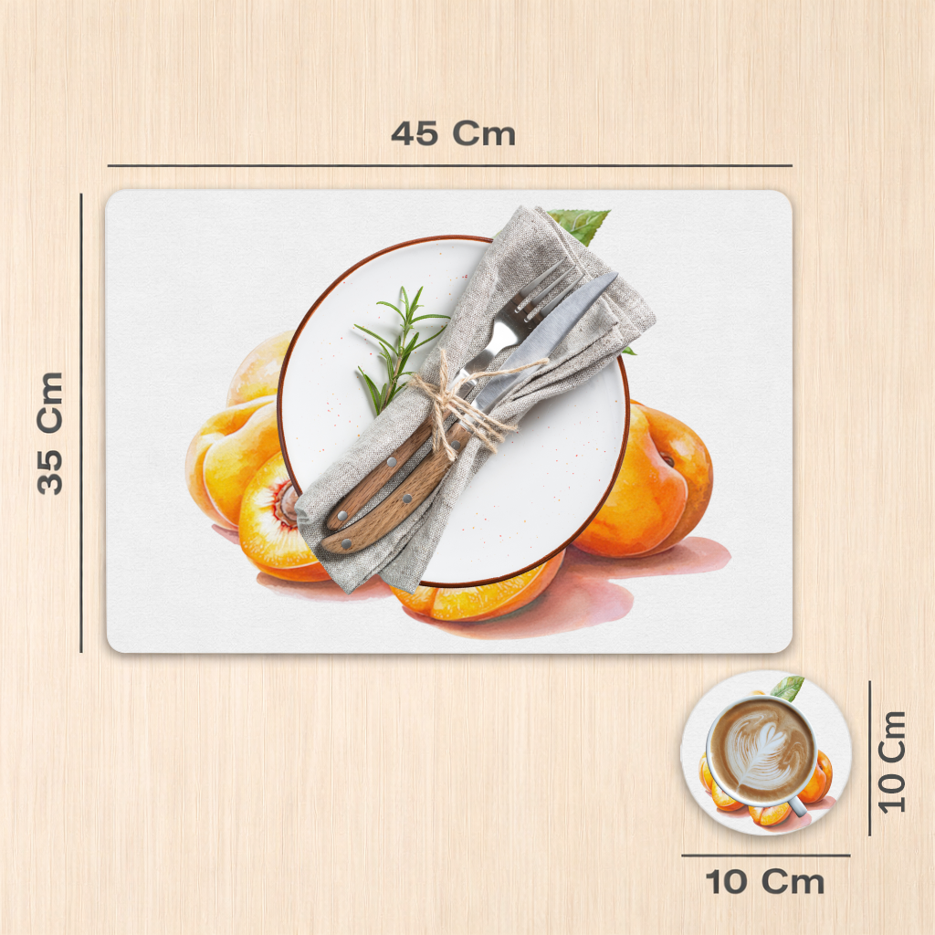 Watercolor Apricot and Leaves Charger Plate Set 12 Pieces