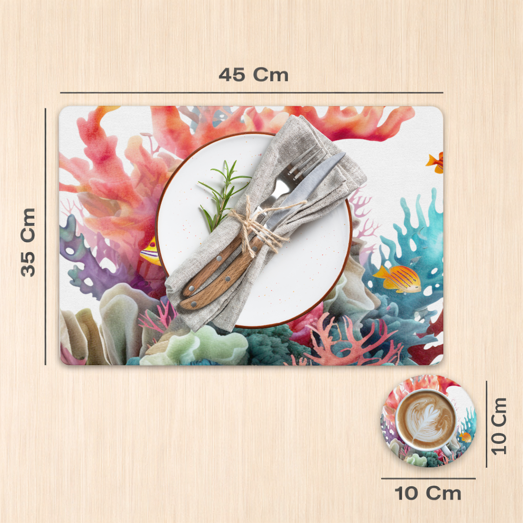 Vibrant Coral Reef and Tropical Fish Charger Plate Set 12 Pieces