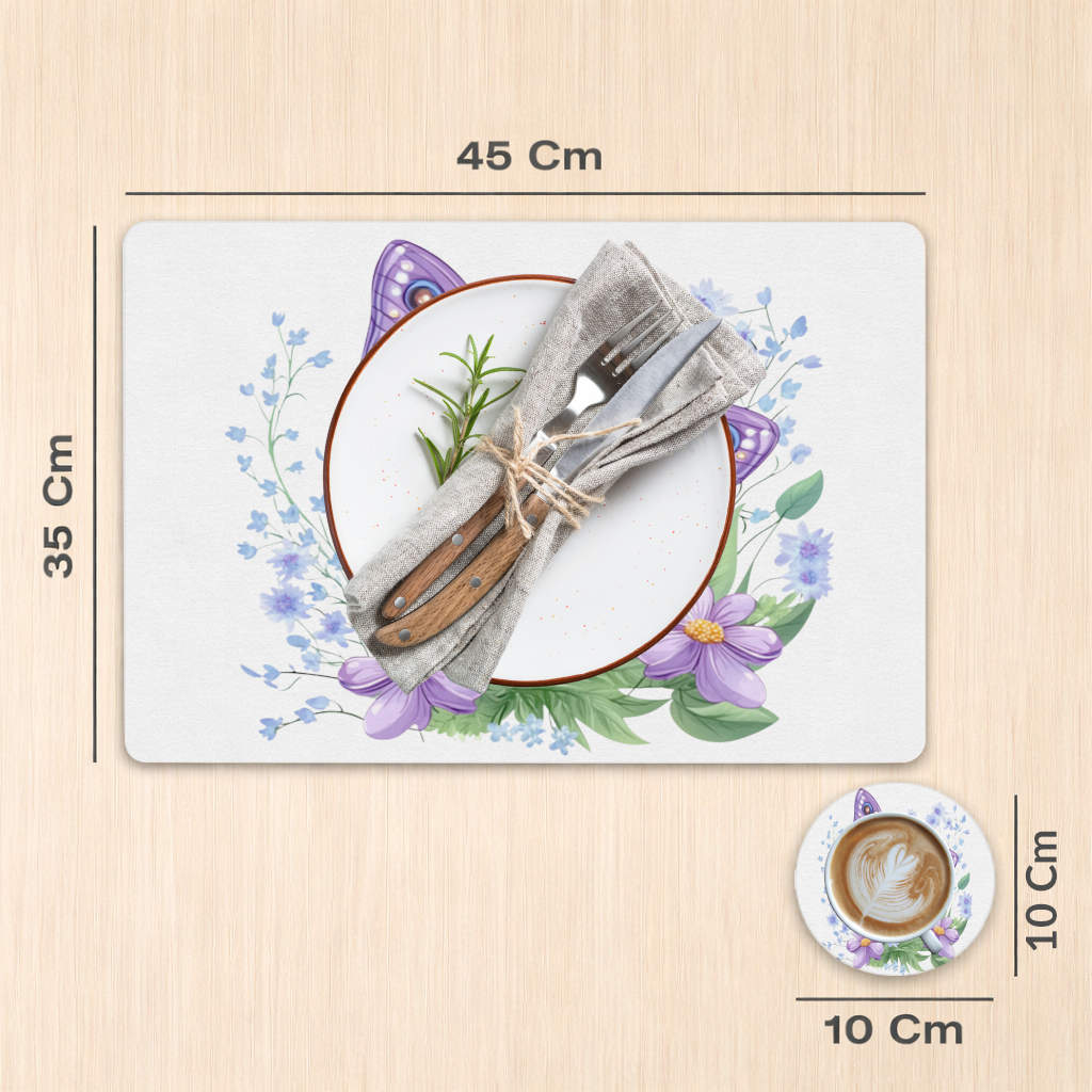 Cottagecore Purple Butterfly Floral Charger Plate Set 12 Pieces
