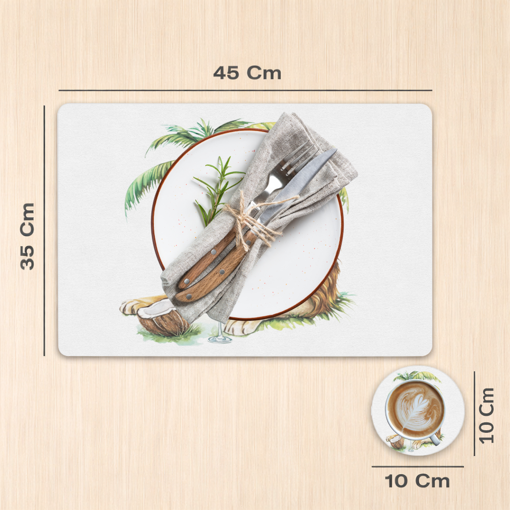 Summer Vibe Lion Under Palm Tree Charger Plate Set 12 Pieces