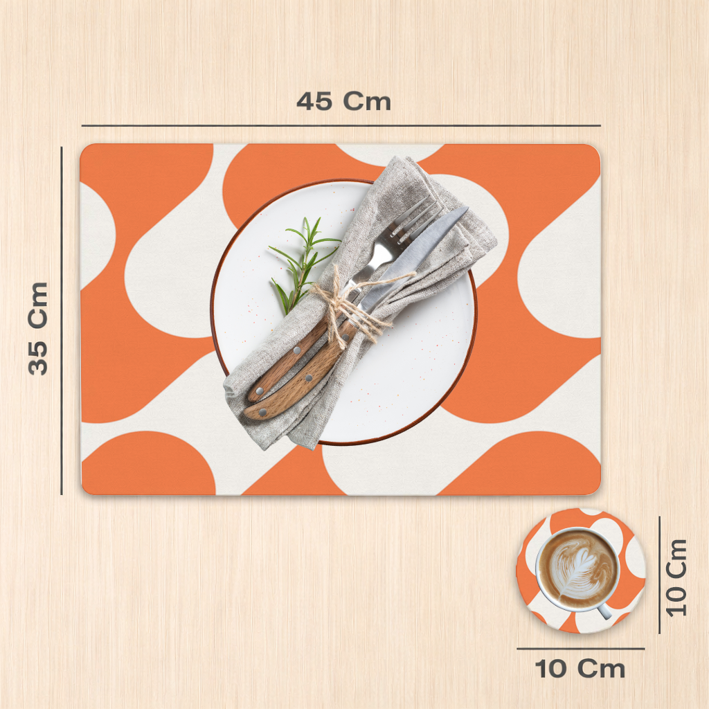 Retro 70s Orange Cream Groovy Curves Charger Plate Set 12 Pieces