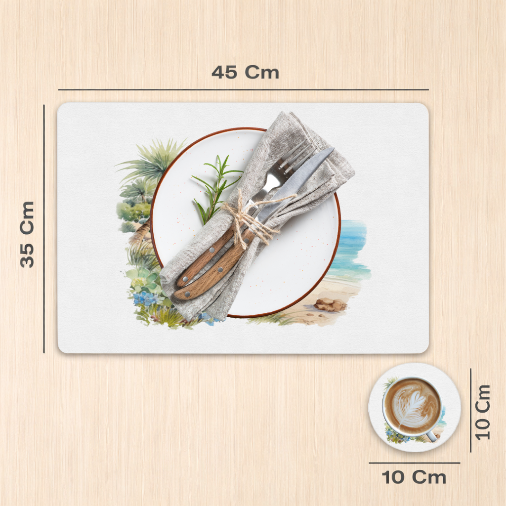 Tropical Palm Tree and Turquoise Sea Charger Plate Set 12 Pieces