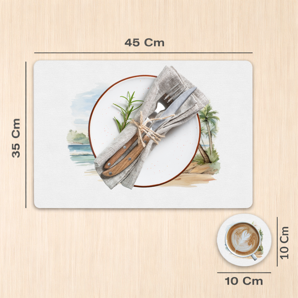 Tropical Palm Tree Beach Charger Plate Set 12 Pieces
