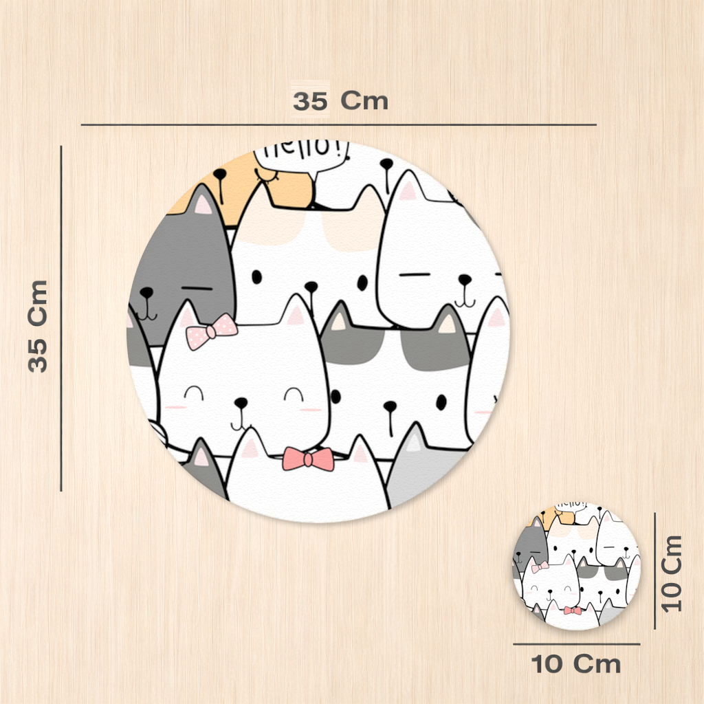 Cute Cartoon Cats Pattern with Speech Bubbles Charger Plate Set 12 Pieces