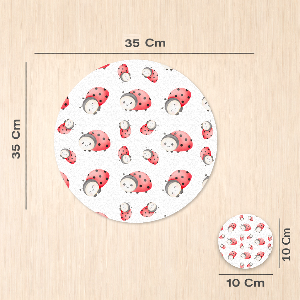 Cute Kawaii Ladybug Pattern Charger Plate Set 12 Pieces