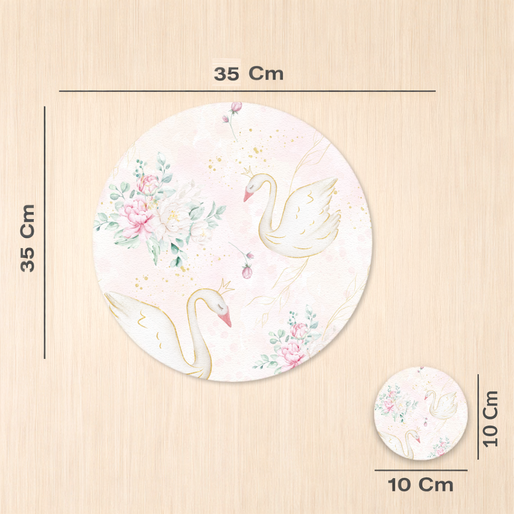 Pastel Watercolor Swan Floral Pattern Charger Plate Set 12 Pieces