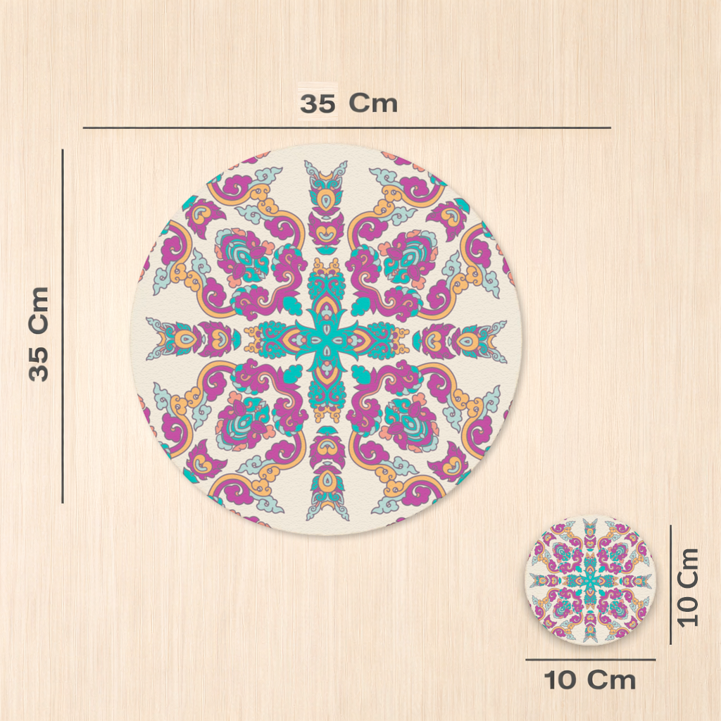 Colorful Oriental Symmetrical Mandala Pattern Charger Plate Set 12 Pieces