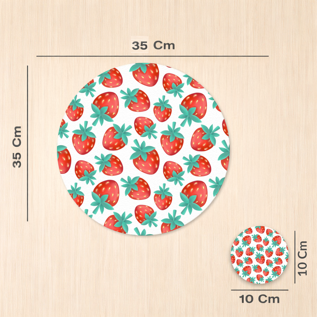 Vibrant Red Strawberry Summer Pattern Charger Plate Set 12 Pieces