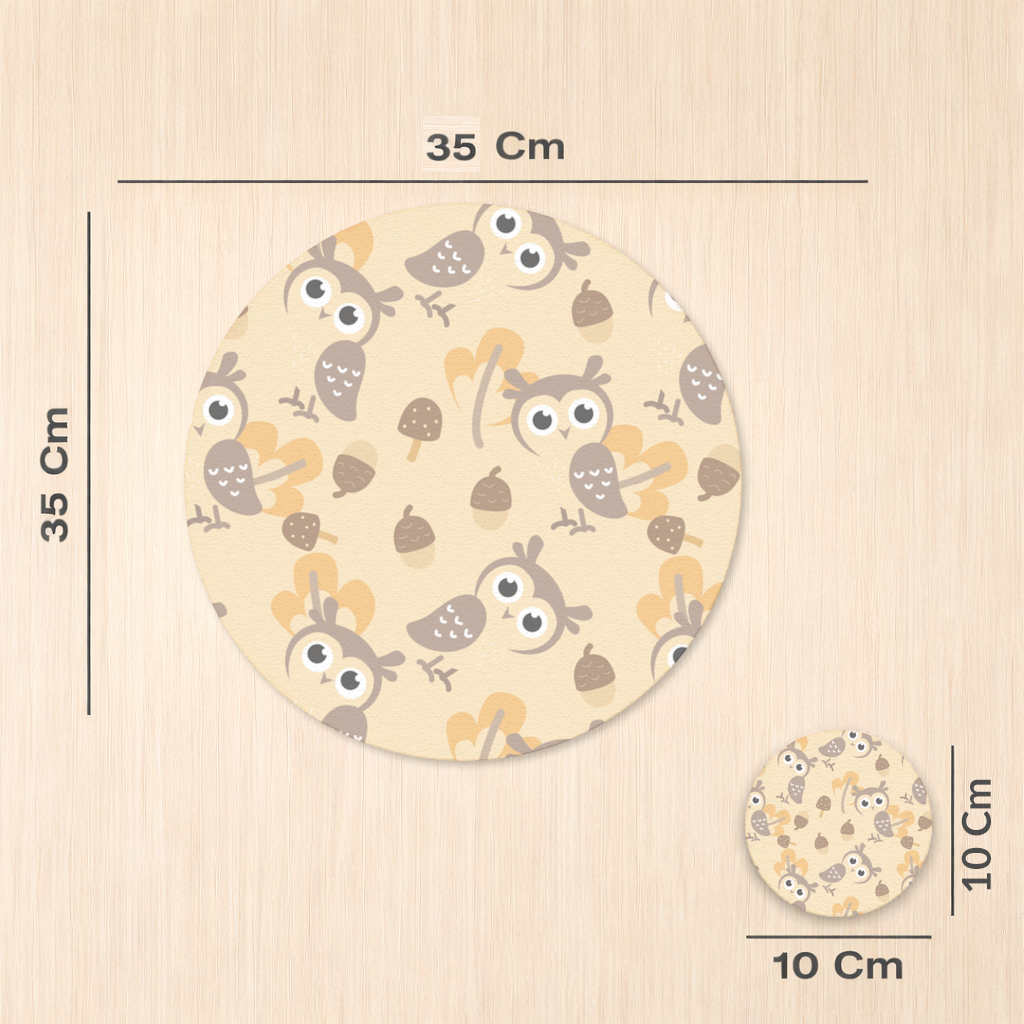 Cute Owl and Acorn Autumn Seamless Pattern Charger Plate Set 12 Pieces