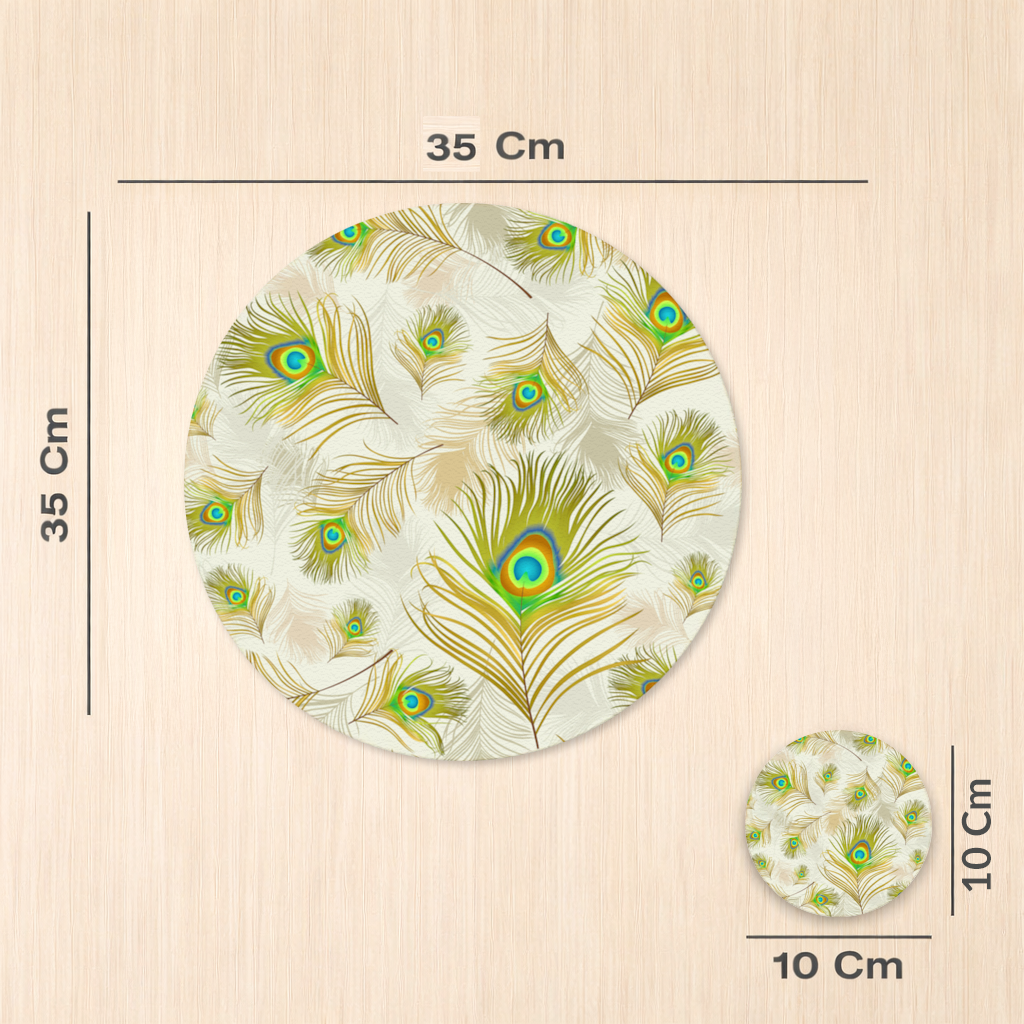 Elegant Peacock Feathers and Exotic Nature Seamless Pattern Charger Plate Set 12 Pieces