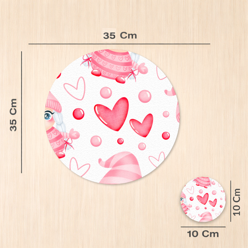 Cute Pink Baby Girl Valentines Day Heart Pattern Design Charger Plate Set 12 Pieces