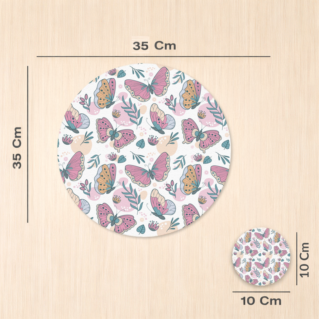 Pastel Butterflies and Botanical Leaves Seamless Pattern Charger Plate Set 12 Pieces