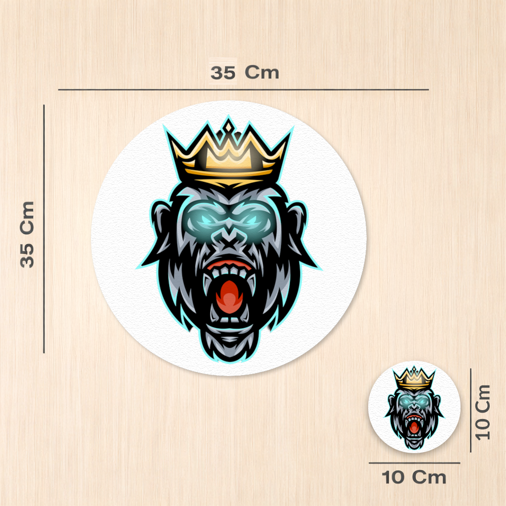 Angry Gorilla King with Crown Graphic - Neon Mascot Design Charger Plate Set 12 Pieces