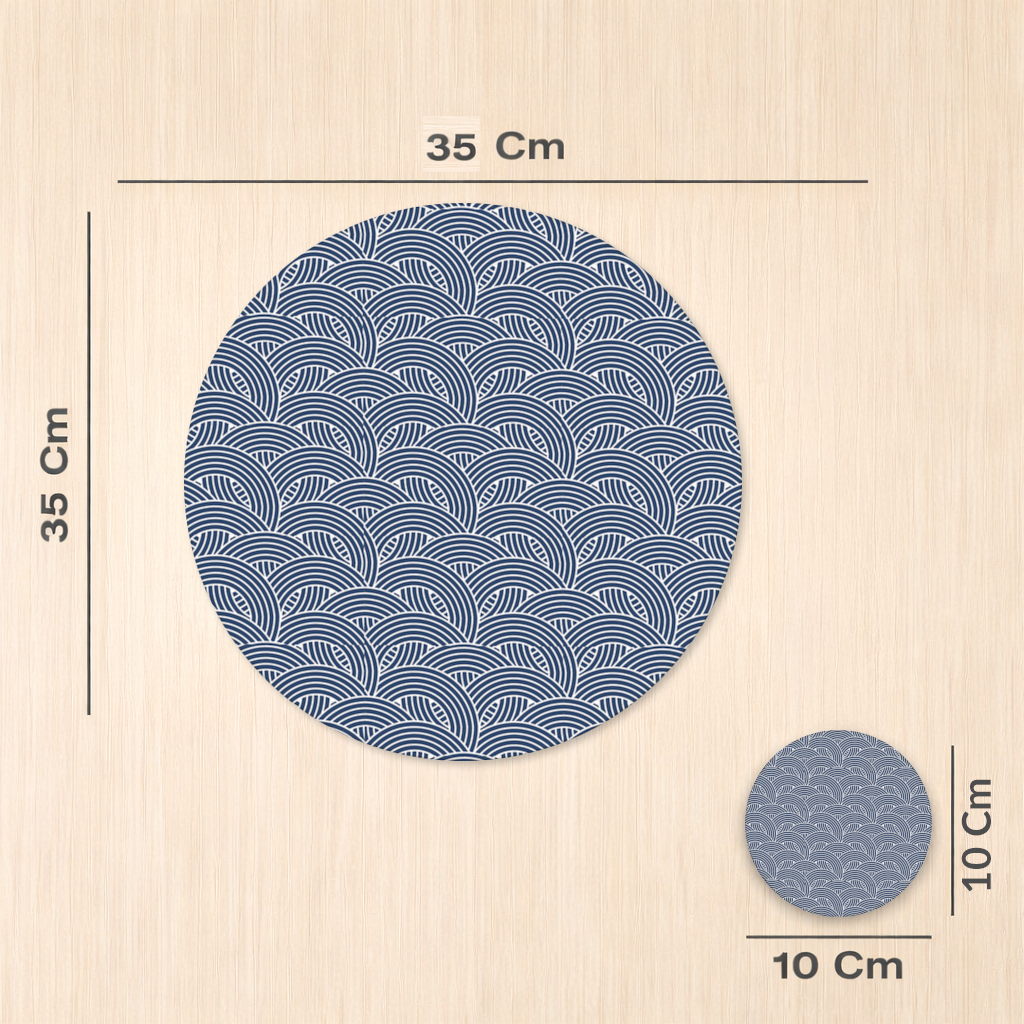 Navy and White Semi Circle Geometric Pattern Charger Plate Set 12 Pieces