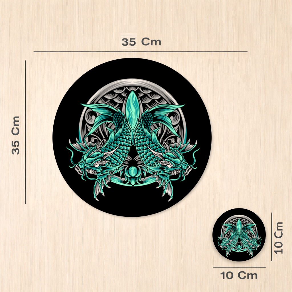 Turquoise Twin Dragon Emblem Design Charger Plate Set  12 Pieces