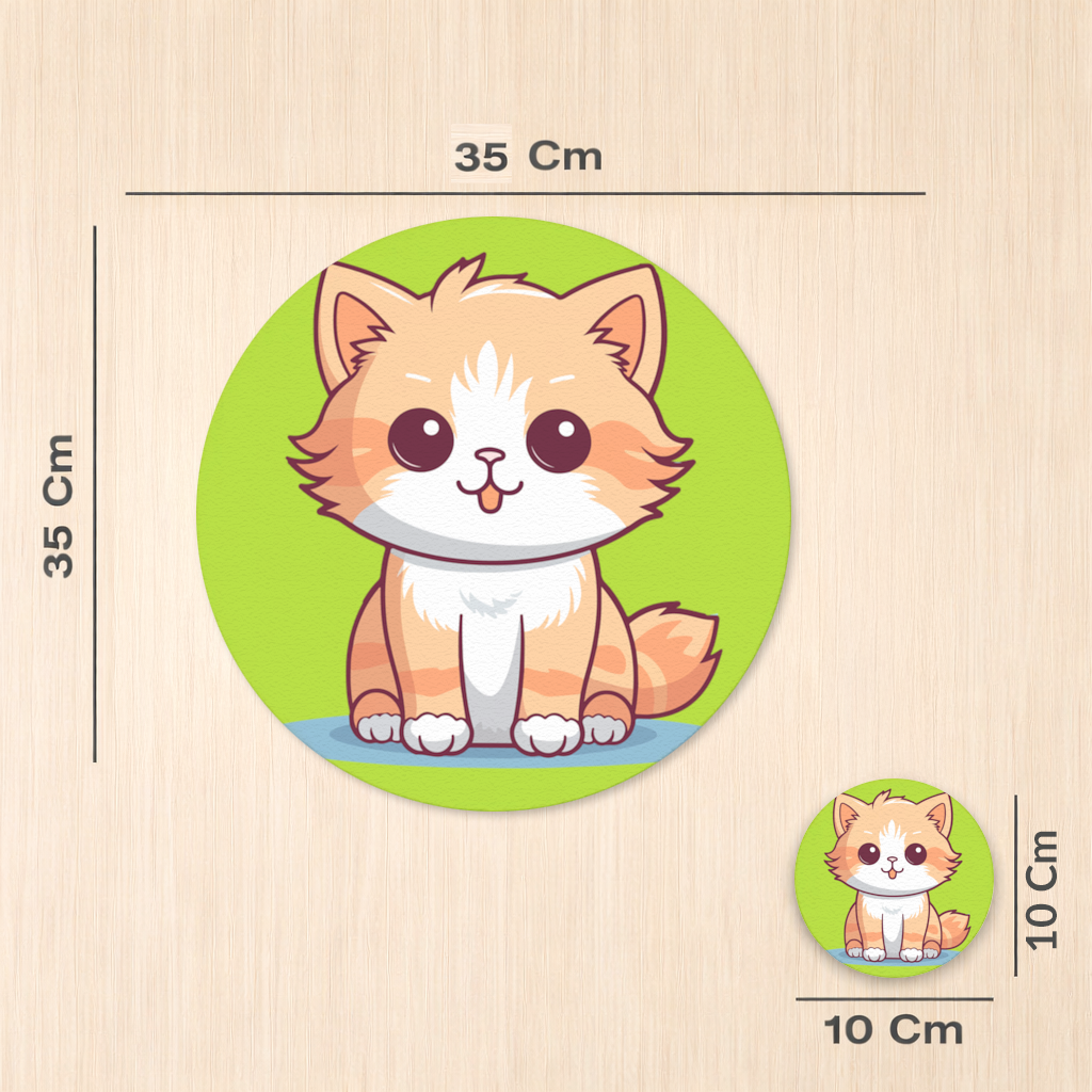 Cute Orange Cat Illustration Charger Plate Set 12 Pieces