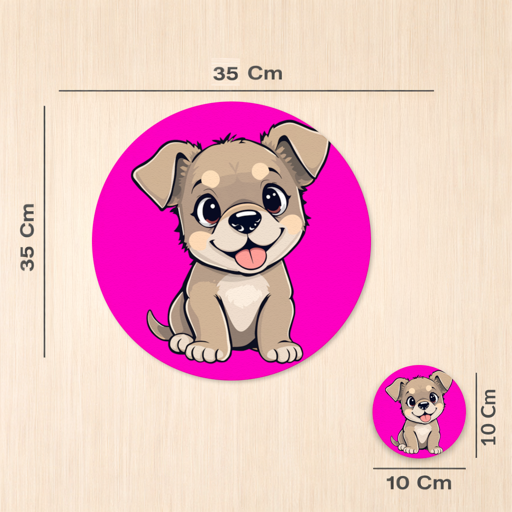 Cute Dog Illustration on Pink Background Charger Plate Set  12 Pieces