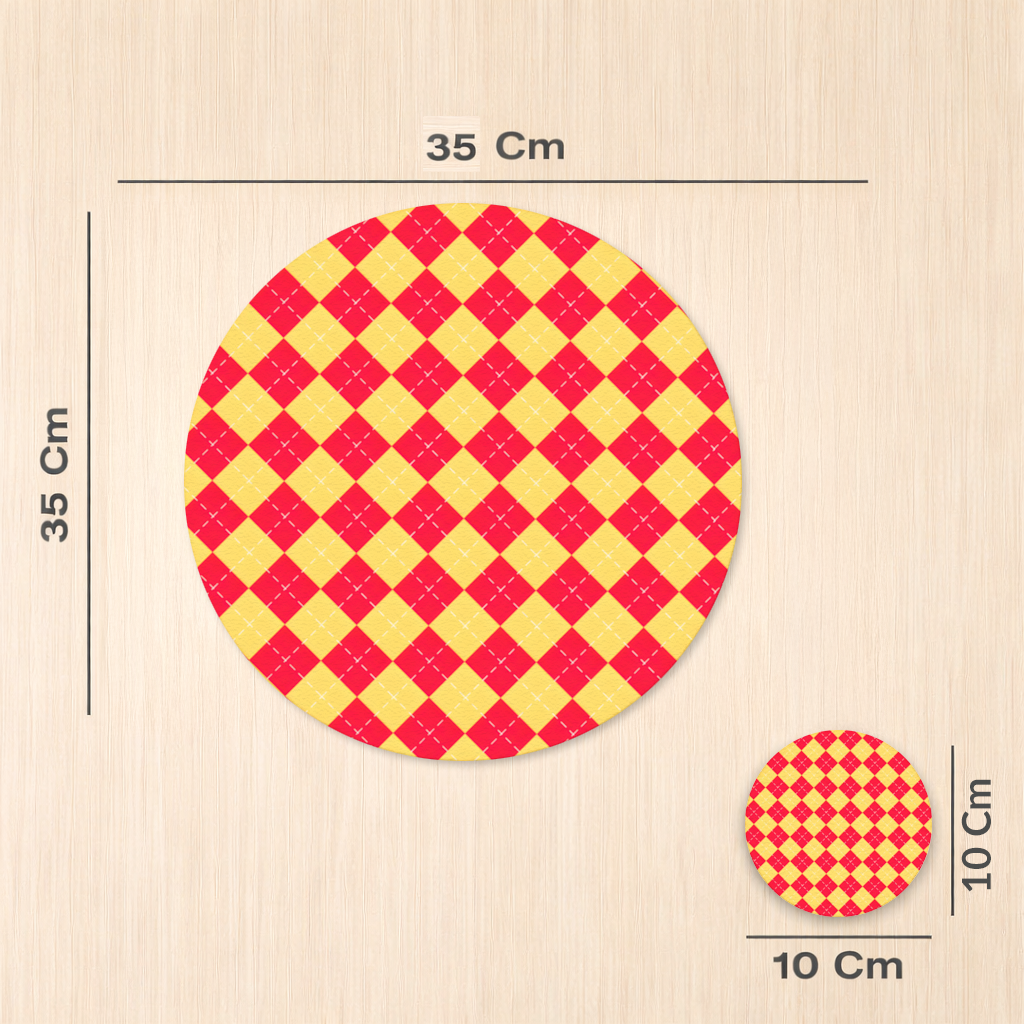 Red and Yellow Argyle Geometric Pattern Background Charger Plate Set 12 Pieces