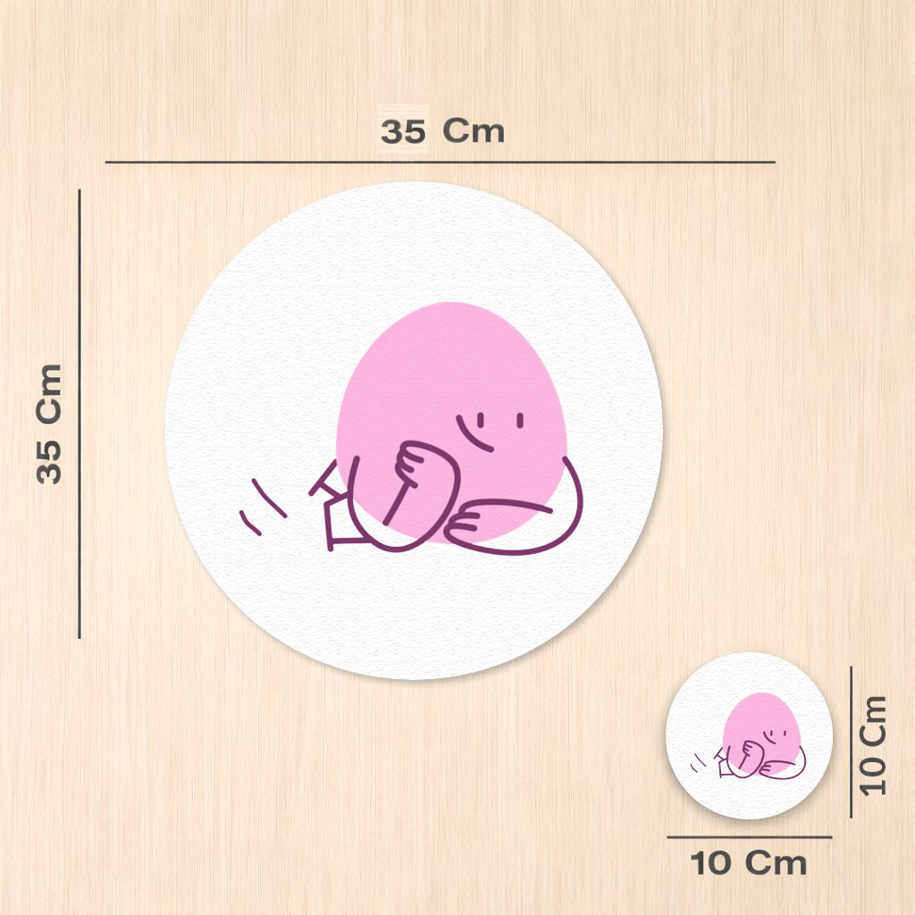Cute Pink Lying Character Illustration Charger Plate Set 12 Pieces