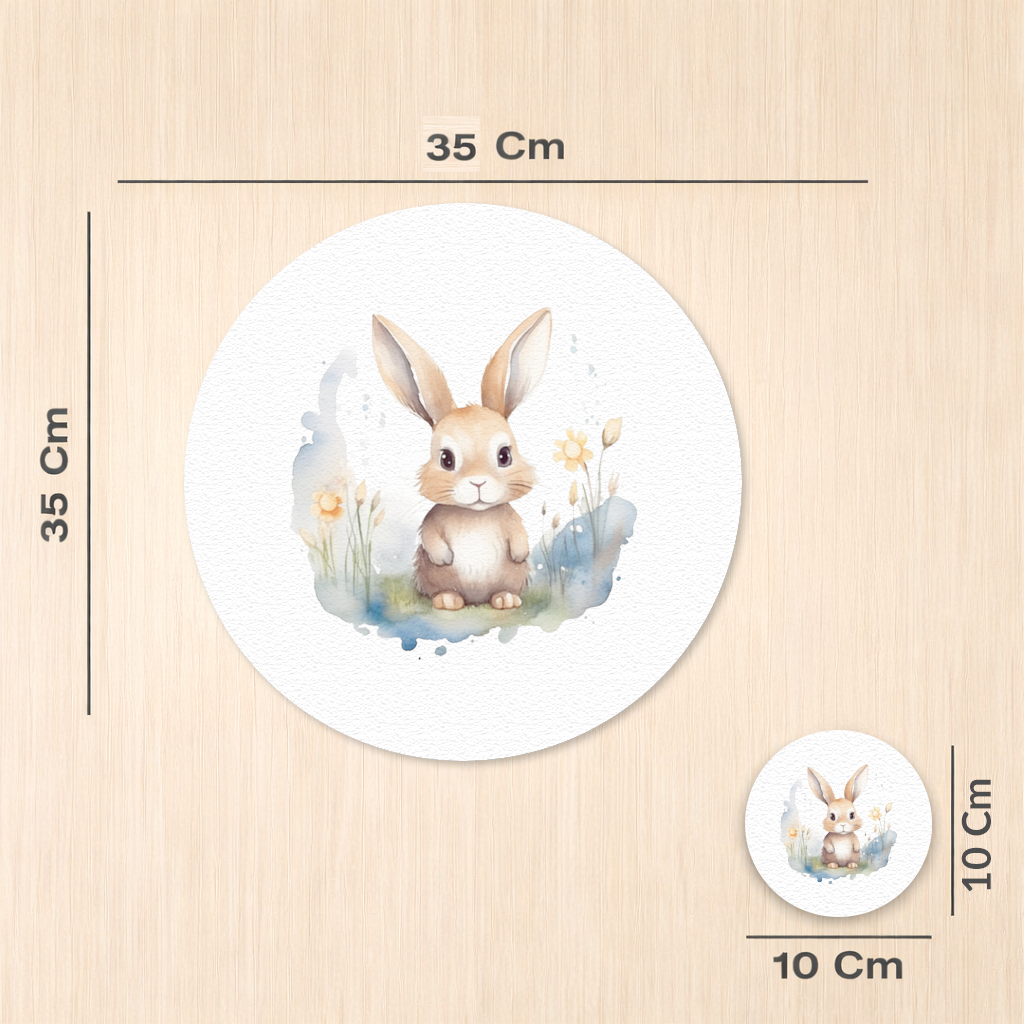 Cute Bunny Watercolor Illustration Charger Plate Set 12 Pieces