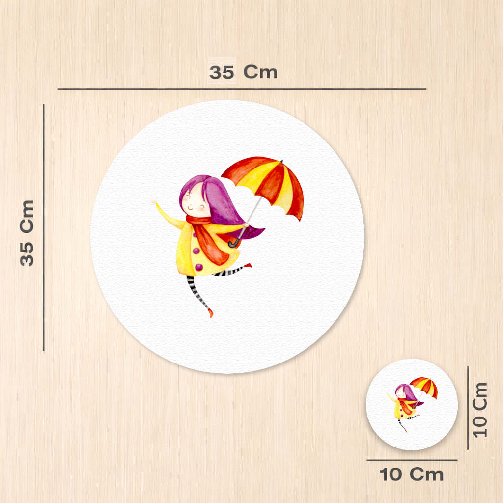 Cheerful Girl with Umbrella Charger Plate Set 12 Pieces