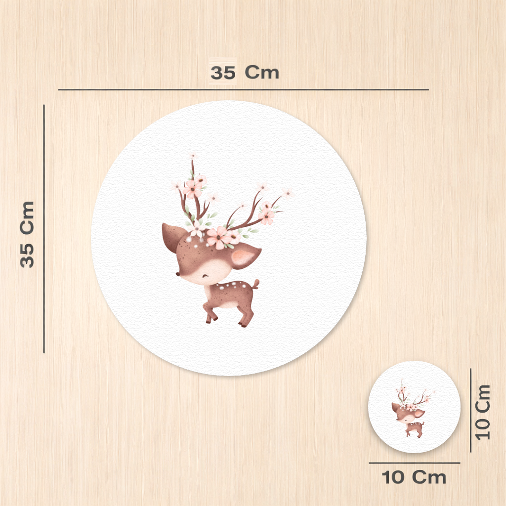 Cute Baby Deer with Floral Antlers Charger Plate Set 12 Pieces