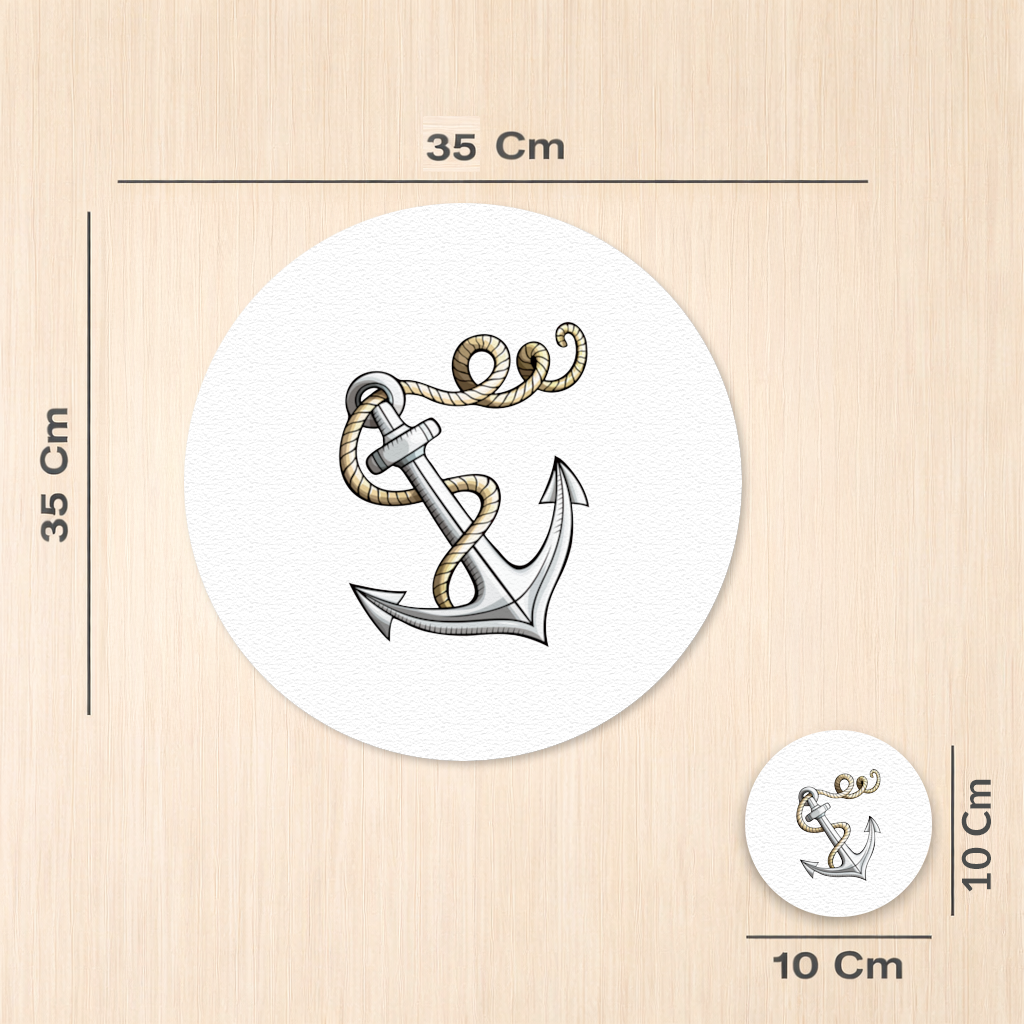 Sailor Anchor with Rope Tattoo Art Charger Plate Set 12 Pieces