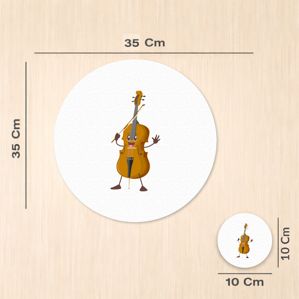 Happy Cello Character Art Design Charger Plate Set 12 Pieces