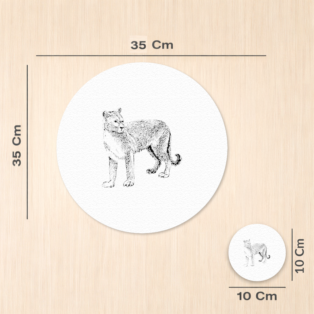 Black and White Wild Cat Sketch Illustration Charger Plate Set 12 Pieces