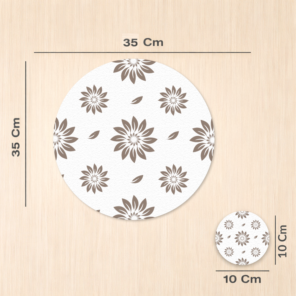 Minimalist Modern Brown Floral Pattern Charger Plate Set 12 Pieces