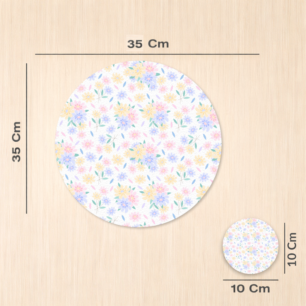 Colorful Pastel Spring Floral Pattern Charger Plate Set 12 Pieces