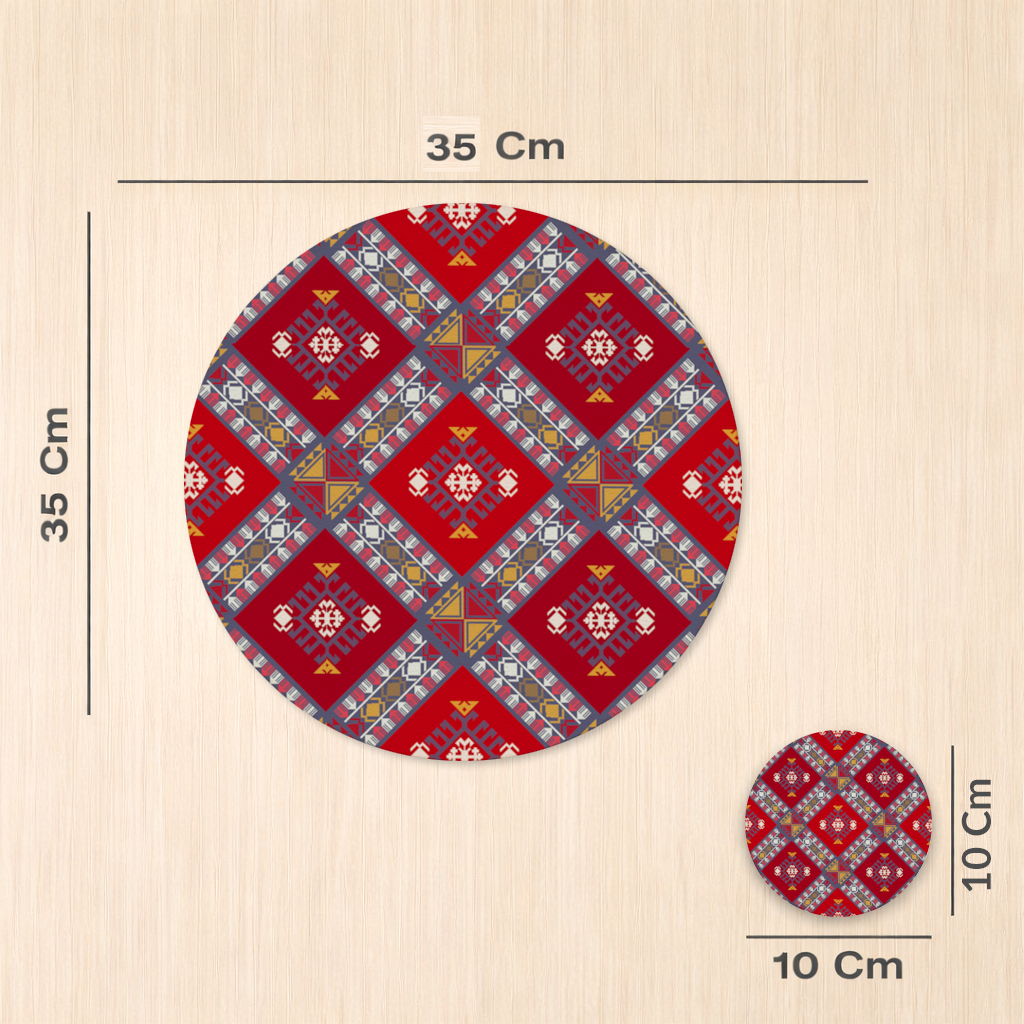 Traditional Kilim Pattern Motif Charger Plate Set 12 Pieces