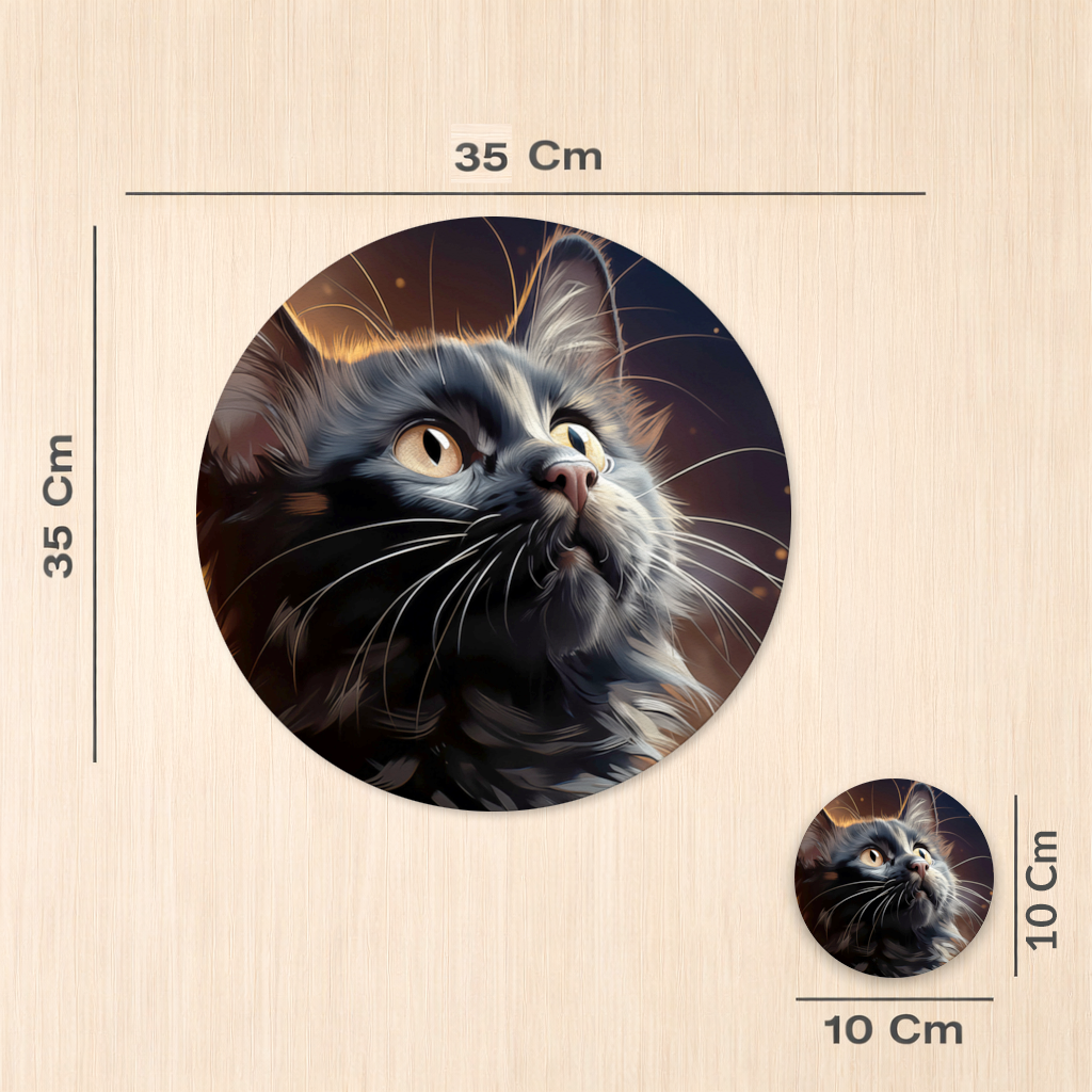 Black Cat Digital Art Charger Plate Set 12 Pieces