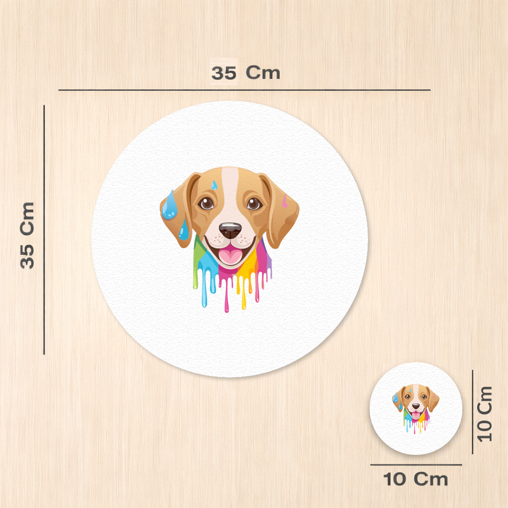 Happy Dog with Colorful Paint Drips Charger Plate Set 12 Pieces