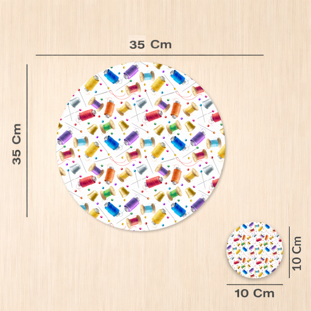Colorful Thread Spools and Sewing Tools Pattern Charger Plate Set 12 Pieces