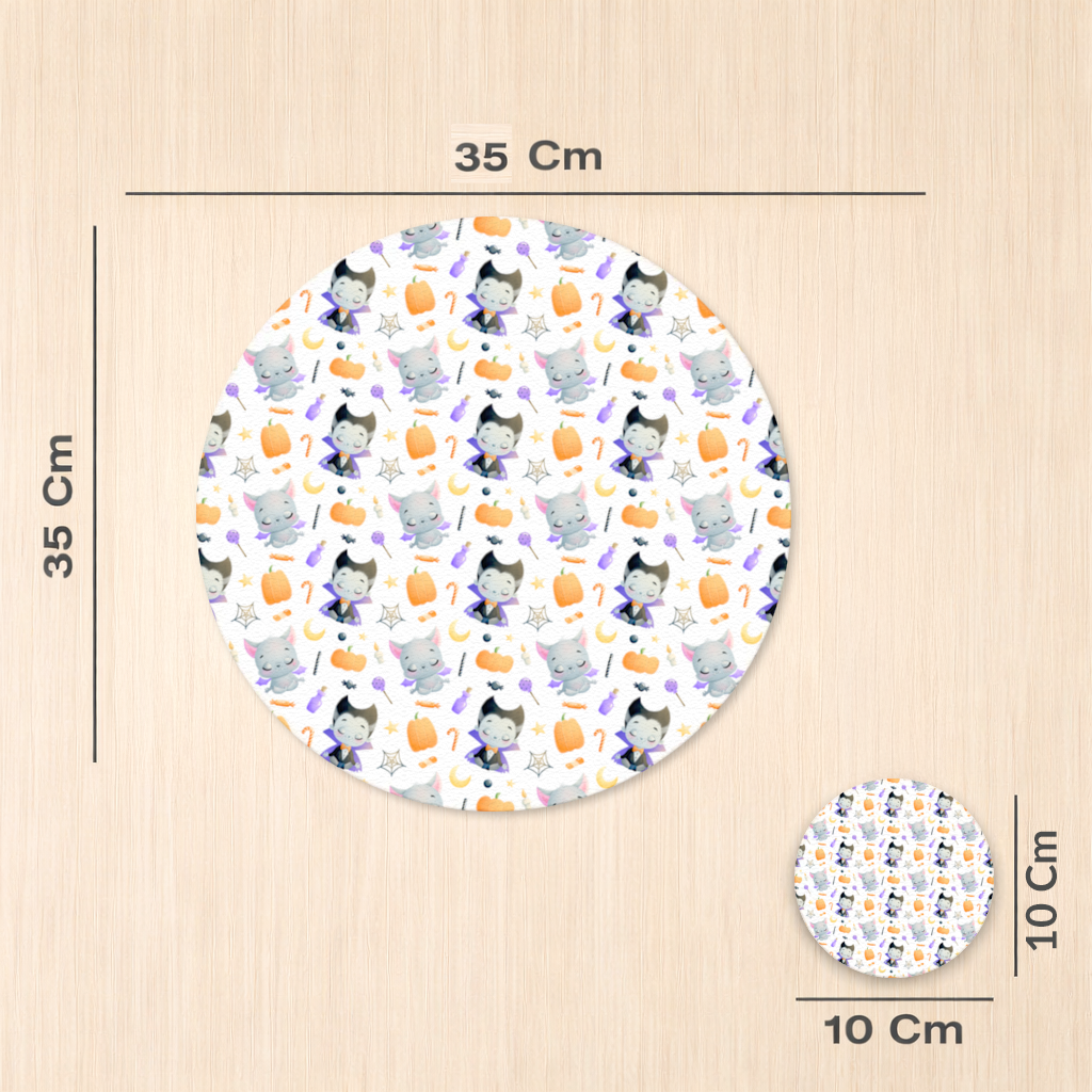 Cute Vampire and Bat Halloween Seamless Pattern Charger Plate Set 12 Pieces