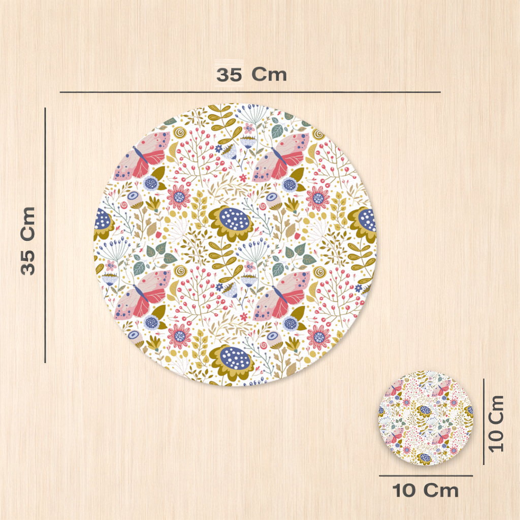 Folk Art Floral and Butterfly Pattern Charger Plate Set 12 Pieces