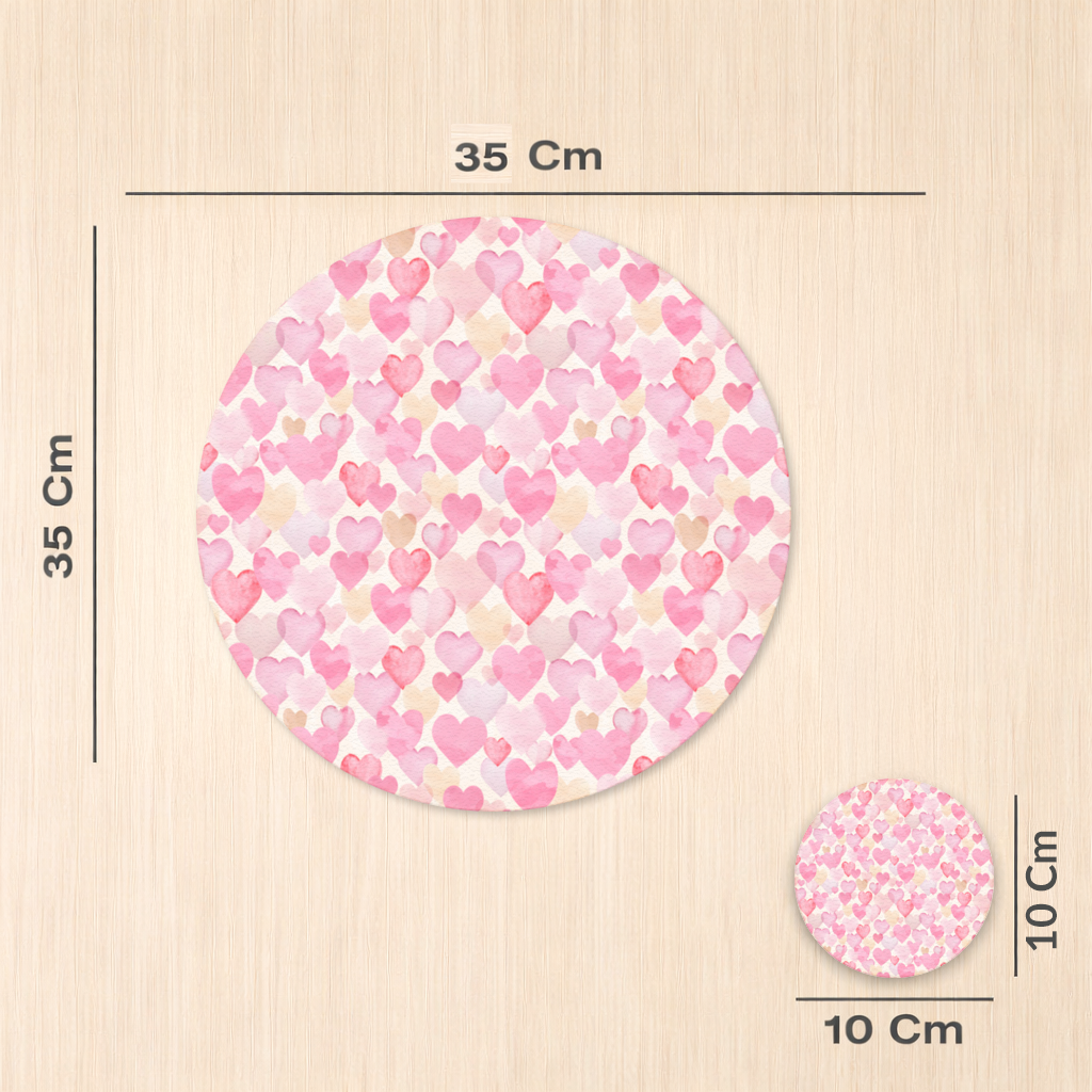 Watercolor Pink Hearts Charger Plate Set 12 Pieces