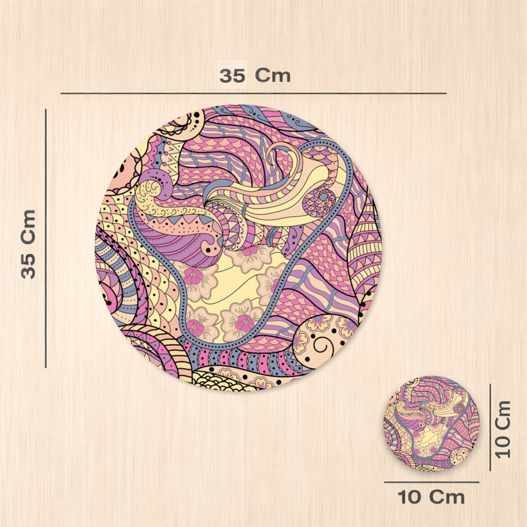 Psychedelic Zentangle Floral Charger Plate Set 12 Pieces