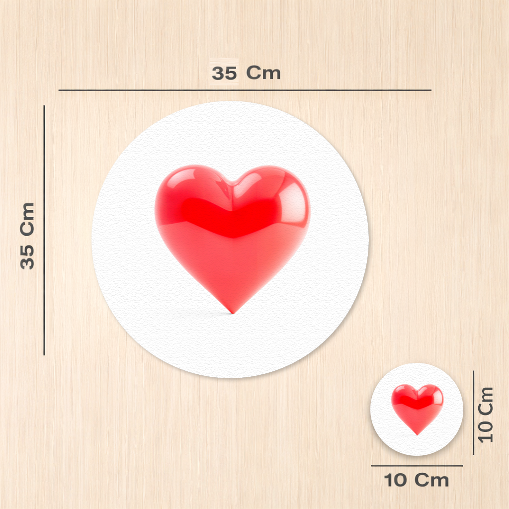 Glossy Red 3D Heart Charger Plate Set 12 Pieces