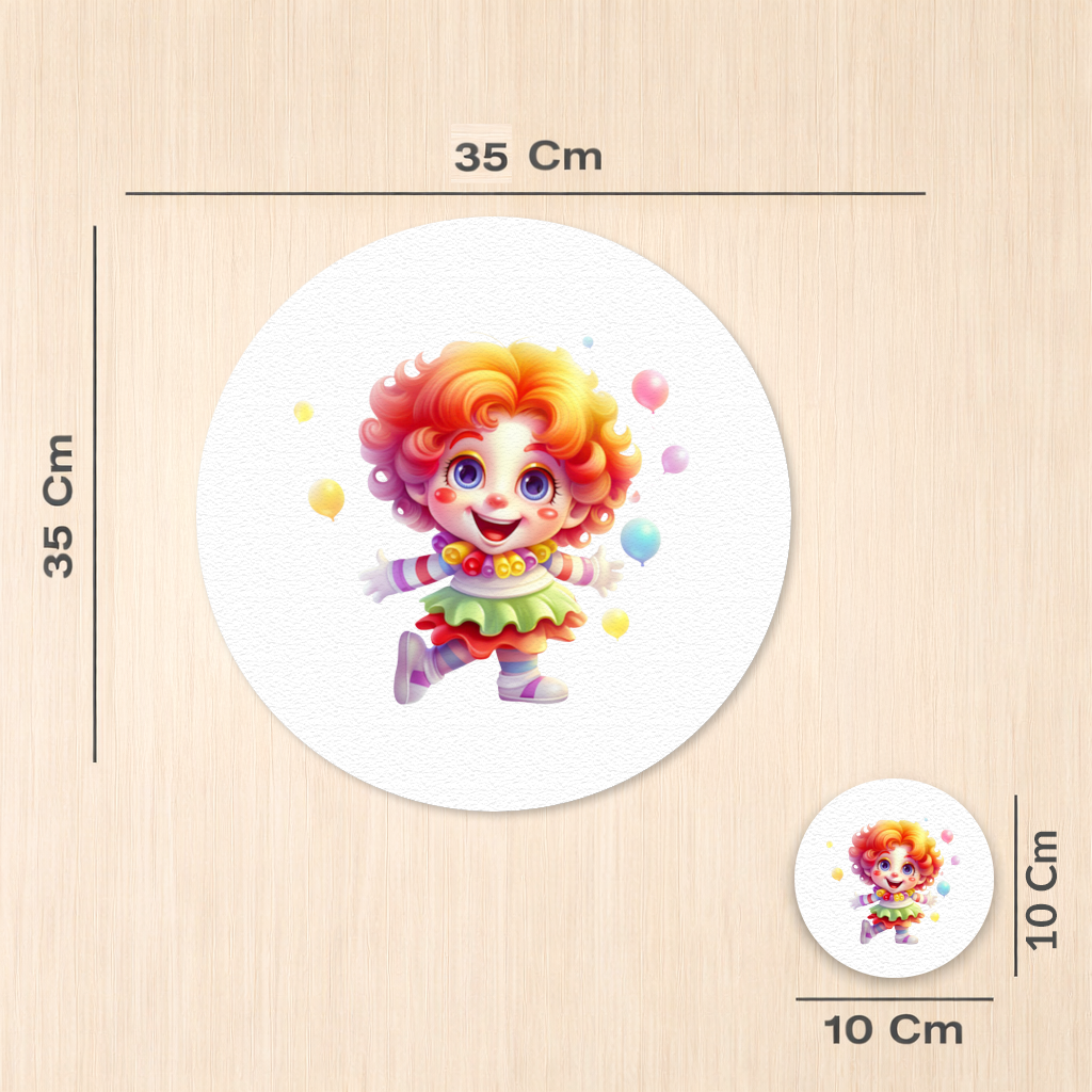 Cute Rainbow Hair Happy Clown Charger Plate Set 12 Pieces
