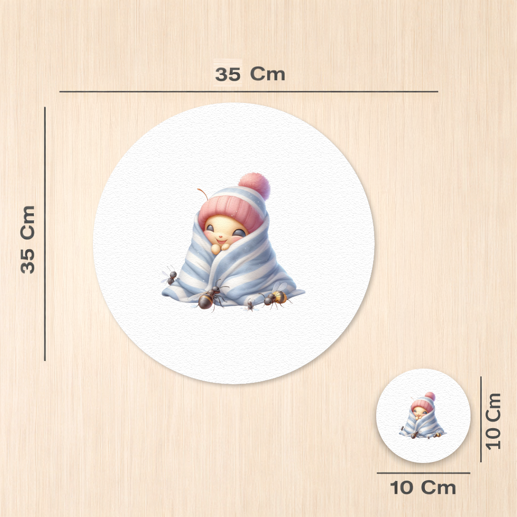 Kawaii Baby Bee in Pink Beanie Charger Plate Set 12 Pieces