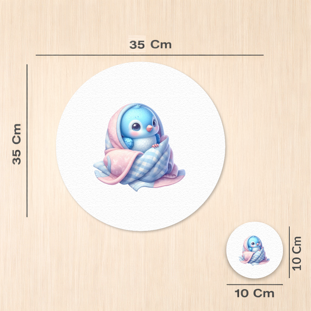 Kawaii Blue Bird in Blanket Charger Plate Set 12 Pieces