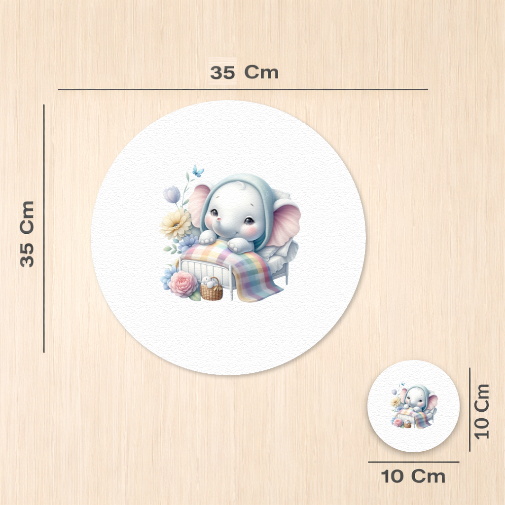 Sleeping Baby Elephant in Bed Charger Plate Set 12 Pieces