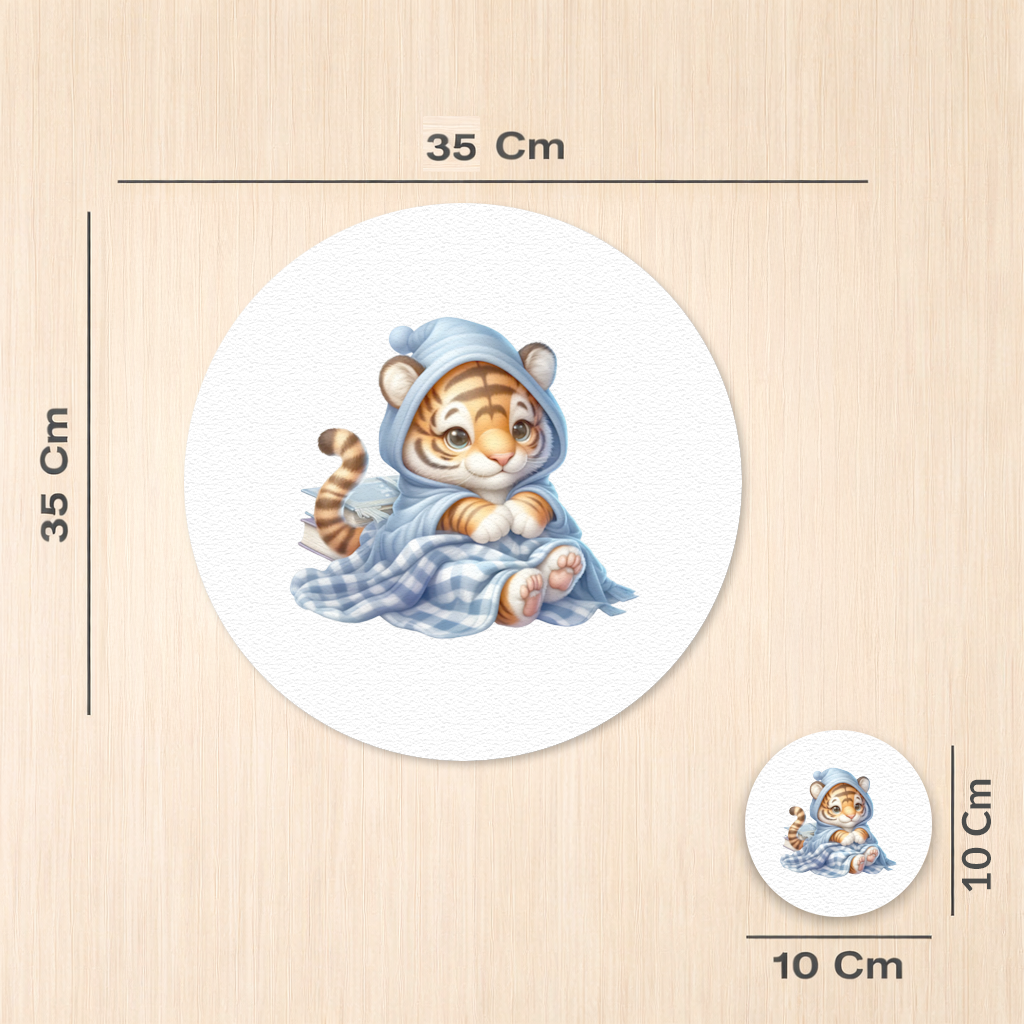 Sleepy Baby Tiger Cub on Books Charger Plate Set 12 Pieces