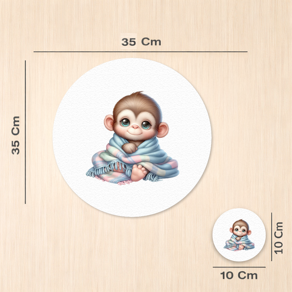 Cute Baby Monkey Wrapped in Blanket Charger Plate Set 12 Pieces